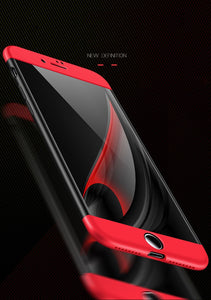 Premium GKK Ultra Slim 3in1 360 Body Full Protection Hard Matte Front + Back Cover for Apple iPhone 7/8- (Red- Black-Red)