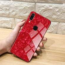 Load image into Gallery viewer, Vivo V9 Marble Pattern Bling Shell Case-[9H Tempered Glass Back Cover] with Soft TPU Bumper,Anti-Scratch Phone Case
