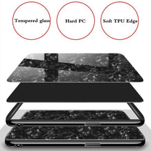 Load image into Gallery viewer, Oppo F9 Pro Marble Pattern Bling Shell Case-[9H Tempered Glass Back Cover] with Soft TPU Bumper,Anti-Scratch Phone Case
