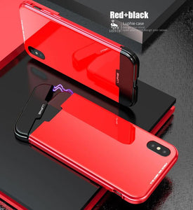 Apple iPhone X/XS Magnetic Adsorption Aluminum Metal Frame Tempered Glass Back Case