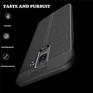Samsung Galaxy S9 Plus Luxury Anti-Shock Full Protective Grain Leather Design TPU Back Case