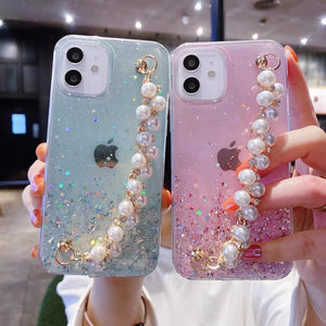 Premium Glitter Pearl Bracelet Phone Case for IPhone 13 Series