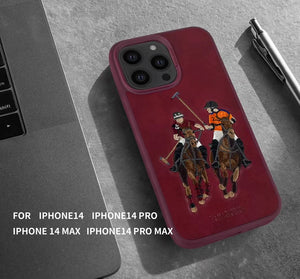 Santa Barbara Polo Club Jockey Series Genuine Leather Case for iPhone 14 Series