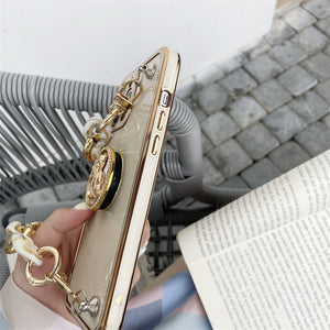 Premium Unique Plating Soft Case with Pop Socket & Bracelet for iPhone 13 Series