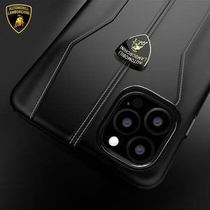 Luxury Genuine Leather Hand Crafted Official Lamborghini Huracan D1 Series Cover for Apple iPhone 13 Series