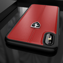 Load image into Gallery viewer, Apple iPhone XS Max Luxury Ferrari Scuderia DE Series Vertical Stitched Genuine Leather Case