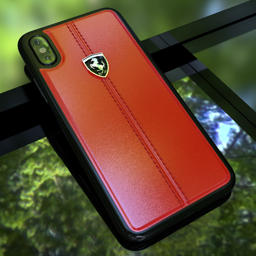 Apple iPhone XS Max Luxury Ferrari Scuderia DE Series Vertical Stitched Genuine Leather Case