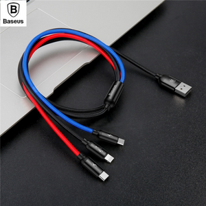 Baseus Colorful 3in1 3.5A High Speed Data Sync & Charging Cable for Type C, iPhone & Micro USB Smartphones