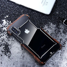 Load image into Gallery viewer, Apple iPhone X/XS Luxury Hard Metal Aluminum Wood Protective Bumper Phone Case