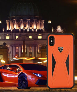 Apple iPhone X/XS Luxury Automobili Lamborghini Genuine Leather & Carbon Fiber Back Case Cover
