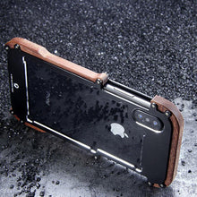 Load image into Gallery viewer, APPLE IPHONE X/XS LUXURY HARD METAL ALUMINUM WOOD PROTECTIVE BUMPER PHONE CASE