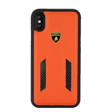 Load image into Gallery viewer, Apple iPhone X/XS Official Automobili Lamborghini Genuine Leather &amp; Carbon Fiber Back Case Cover