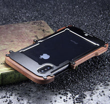 Load image into Gallery viewer, Apple iPhone X/XS Luxury Hard Metal Aluminum Wood Protective Bumper Phone Case