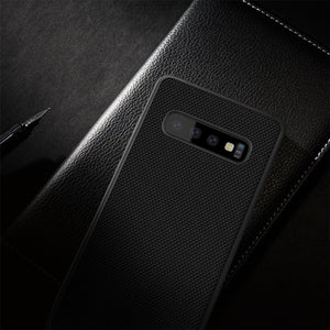 Samsung Galaxy S10 Plus Luxury Nylon Knitted Finish Back Case with Soft TPU Armour Frame - BLACK