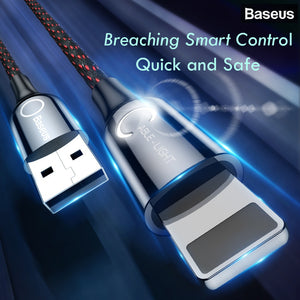 Baseus LED Lighting Auto Disconnect 2.4A Fast Charging Lightning Cable Cable Data Cord for iPhone XS Max XR X 8 7 6 6S Plus SE
