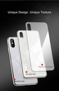 Apple iPhone X / XS Luxury Explosion Proof Marble Pattern Tempered Glass Hard Back Case Cover