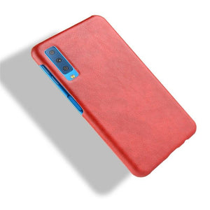 Samsung Galaxy A7 2018 Luxury Leather Finish Anti Knock Hard PC Back Case Cover with Back Screen Guard