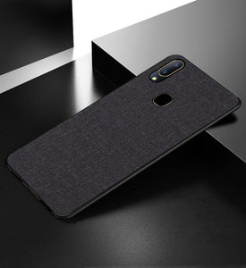 Vivo Y95 Premium Fabric Canvas Soft Silicone Cloth Texture Back Case with Back Screen Guard