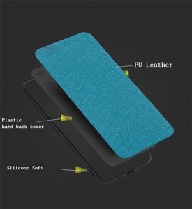 Redmi Note 5 Pro Premium Fabric Canvas Soft Silicone Cloth Texture Back Case with Back Screen Guard