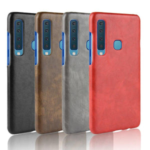 Samsung Galaxy A9 2018 Luxury Leather Finish Anti Knock Hard PC Back Case Cover with Back Screen Guard