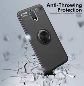 OnePlus 6T Luxury Shockproof Ring Holder Kickstand Soft TPU Back Case Cover