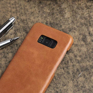 Samsung Galaxy S8 Luxury Leather Finish Anti Knock Hard PC Back Case Cover with Back Screen Guard