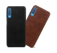 Load image into Gallery viewer, Samsung Galaxy A7 2018 Luxury Leather Finish Anti Knock Hard PC Back Case Cover with Back Screen Guard