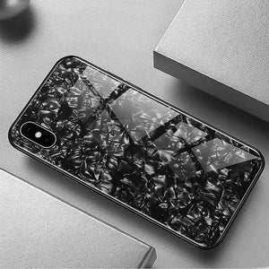 Apple iPhone XS Max Luxury Explosion Proof Marble Pattern Tempered Glass Hard Back Case Cover
