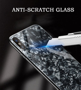 Apple iPhone XS Max Luxury Explosion Proof Marble Pattern Tempered Glass Hard Back Case Cover