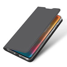 Load image into Gallery viewer, OnePlus 6T Luxury Smooth &amp; Silky Skin Series PU Leather Wallet Flip Case Cover - Grey