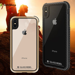 SwitchEasy Glass Rebel Military Grade Anti-Shock TPU Metal Tempered Glass Case Cover for IX/XS/XS MAX