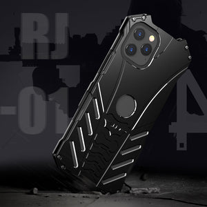 R-Just Batman Shockproof Aluminum Shell Metal Case for iPhone 14 series with custom stand