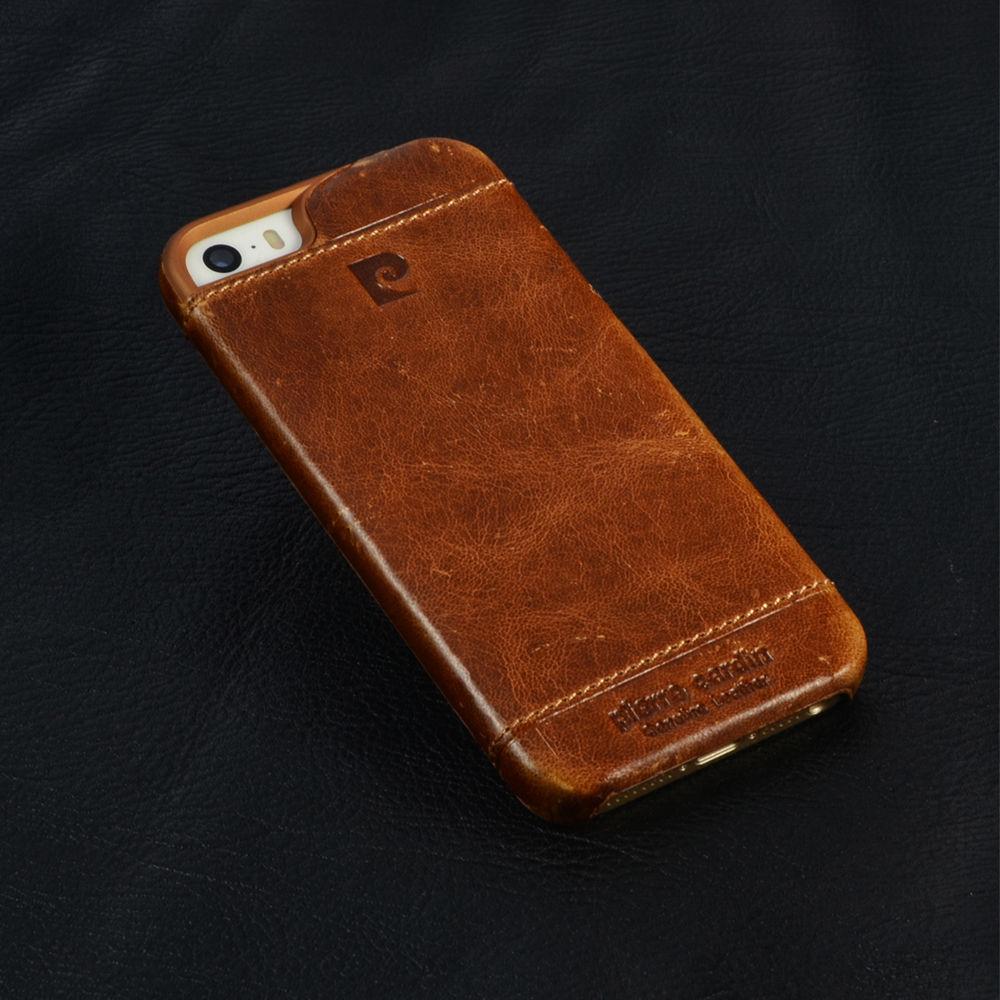100% ORIGINAL Pierre Cardin Genuine Leather Hard Back Case Cover For Apple iPhone 7/8 - BROWN
