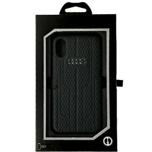 AUDI A/6 ® For Apple iPhone X / XS/ XR /XSMAX Official Dotted Swiss Design Genuine Leather Back Cover- BLACK